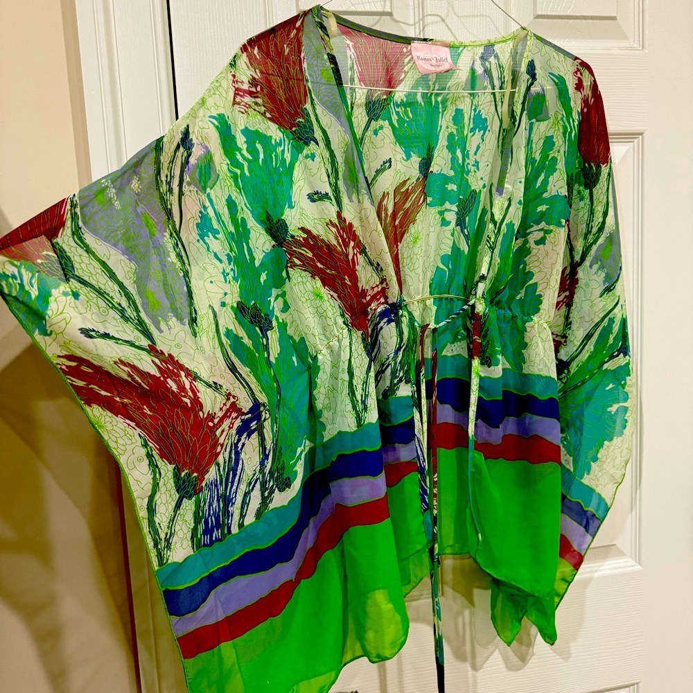 Beach Short Kimono Style Green Cover-up